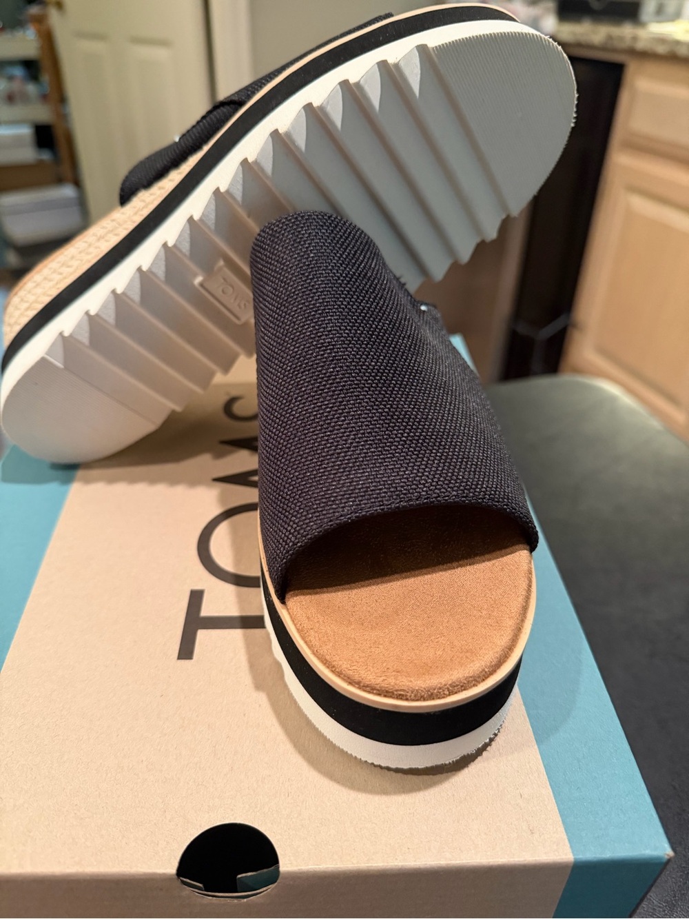 Toms Black Platform Espadrille Sandals